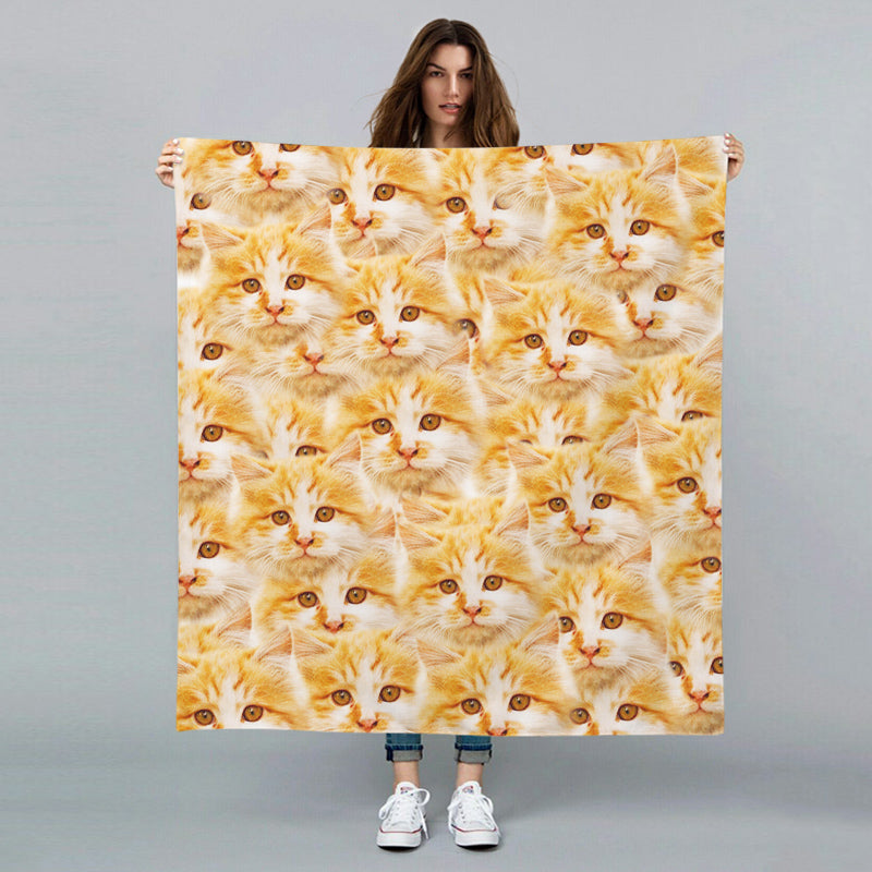 Personalized Cat Face Blanket with Customized Picture of Your Dog for Pet Memorial Gift