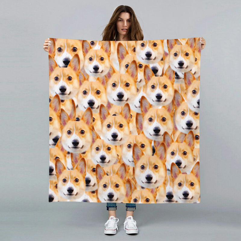 Personalized Cat Face Blanket with Customized Picture of Your Dog for Pet Memorial Gift