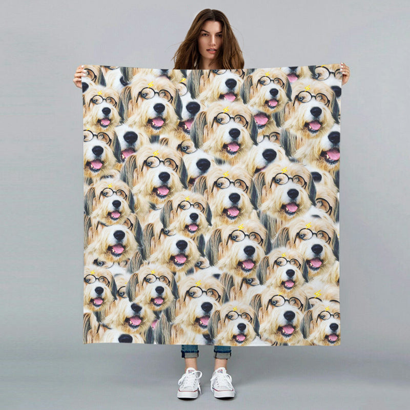 Personalized Cat Face Blanket with Customized Picture of Your Dog for Pet Memorial Gift