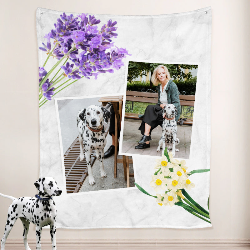 Personalized Dog Blankets with Names, Customized Pet Memorial Blankets with Photo