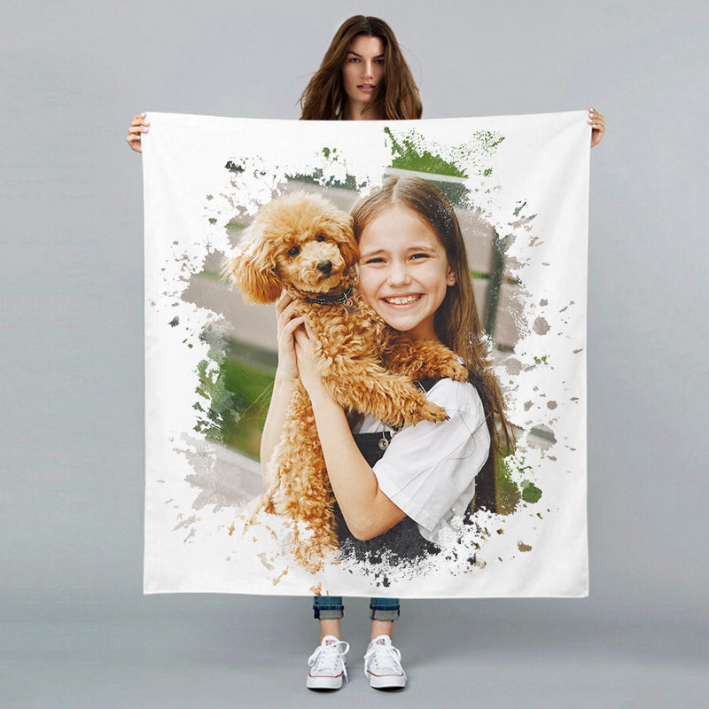Personalized Pet Portrait Blanket Custom Made Blanket with Your Dog's Picture