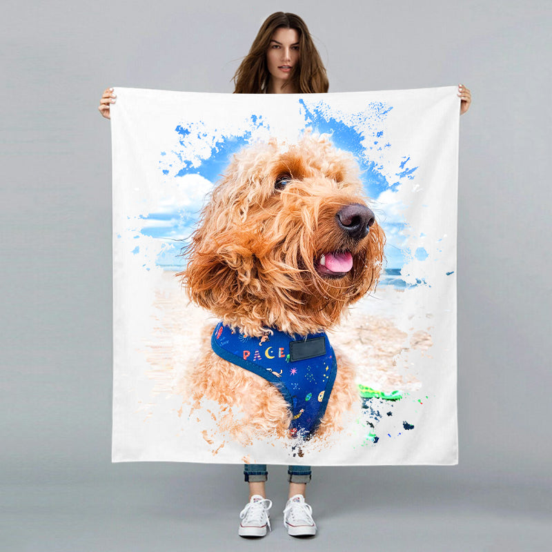 Personalized Pet Portrait Blanket Custom Made Blanket with Your Dog's Picture