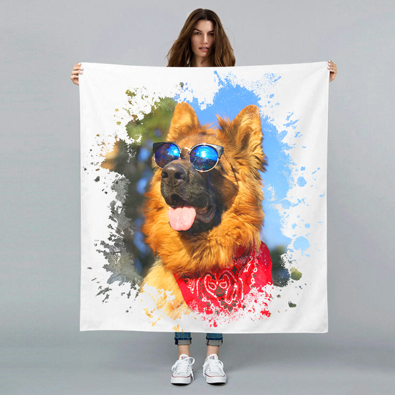 Personalized Pet Portrait Blanket Custom Made Blanket with Your Dog's Picture