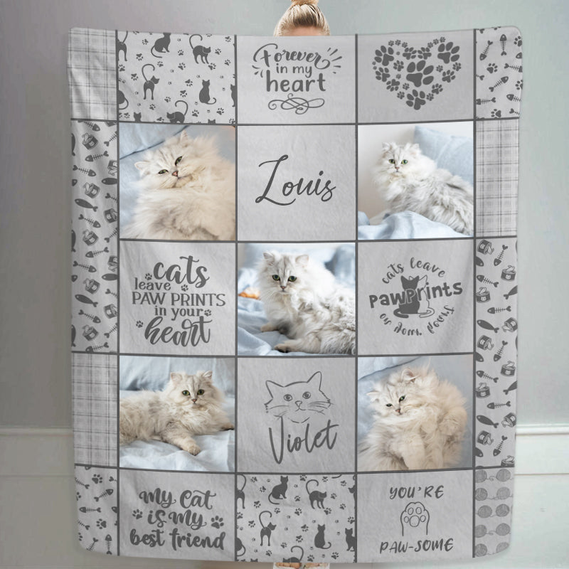 Personalized Photo Dog Blanket Collage Blanket with Pet Name, Memorial Gifts for Pet Lovers