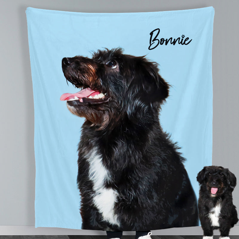 Custom Dog Portrait Blanket Personalized Pet Memorial Photo Blanket Gift for Pet Owner