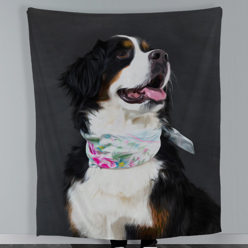 Custom Dog Portrait Blanket Personalized Pet Memorial Photo Blanket Gift for Pet Owner
