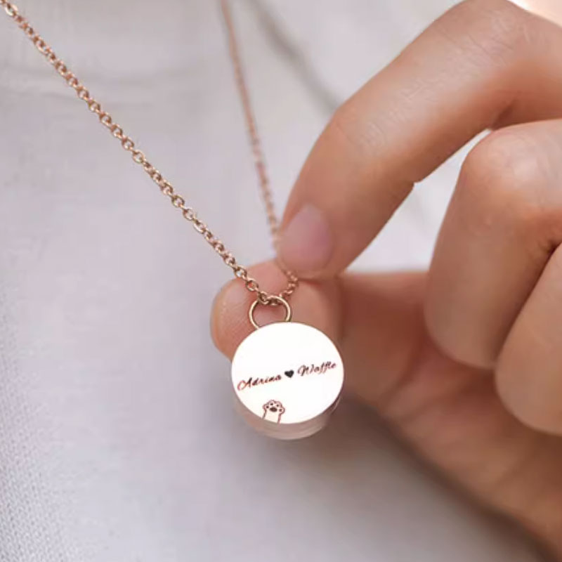Personalized Engraved Necklace Urn for Pet Ashes