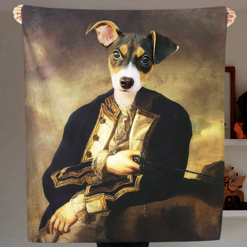 The Count - Custom Pet Portrait Renaissance Blanket with Dog Face
