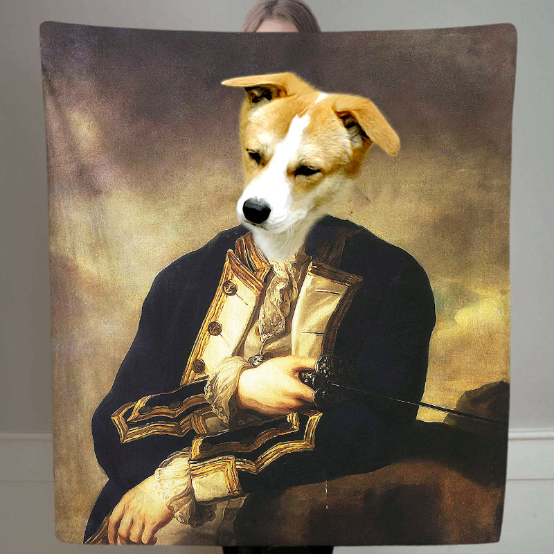 The Count - Custom Pet Portrait Renaissance Blanket with Dog Face