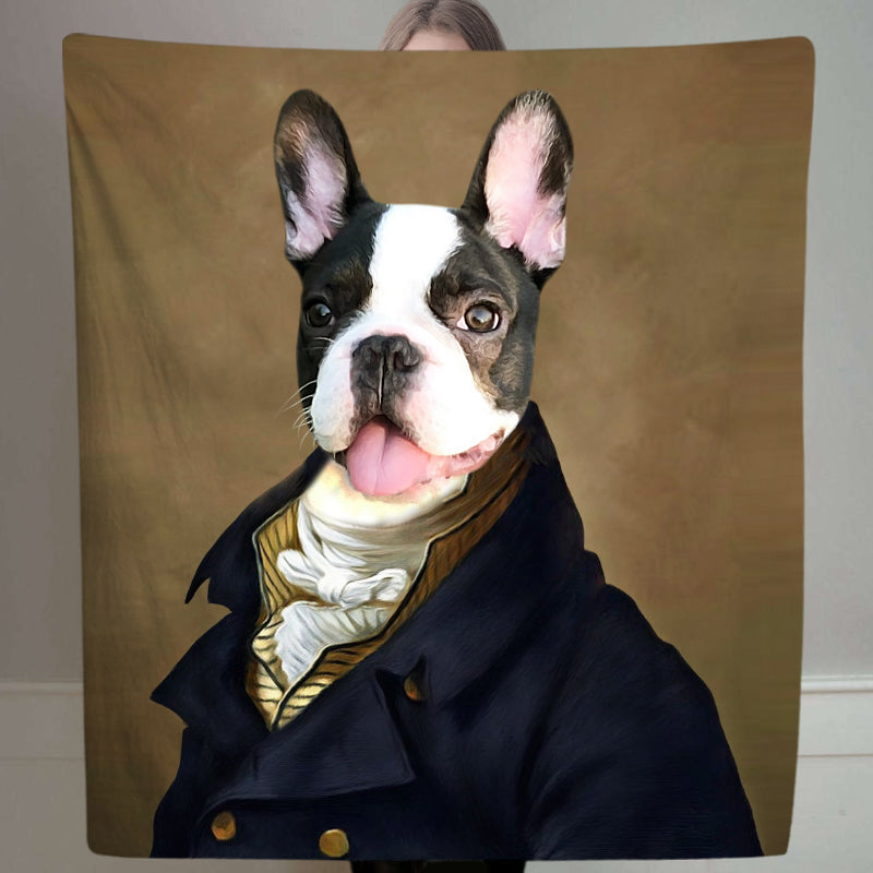 The Count - Custom Pet Portrait Renaissance Blanket with Dog Face