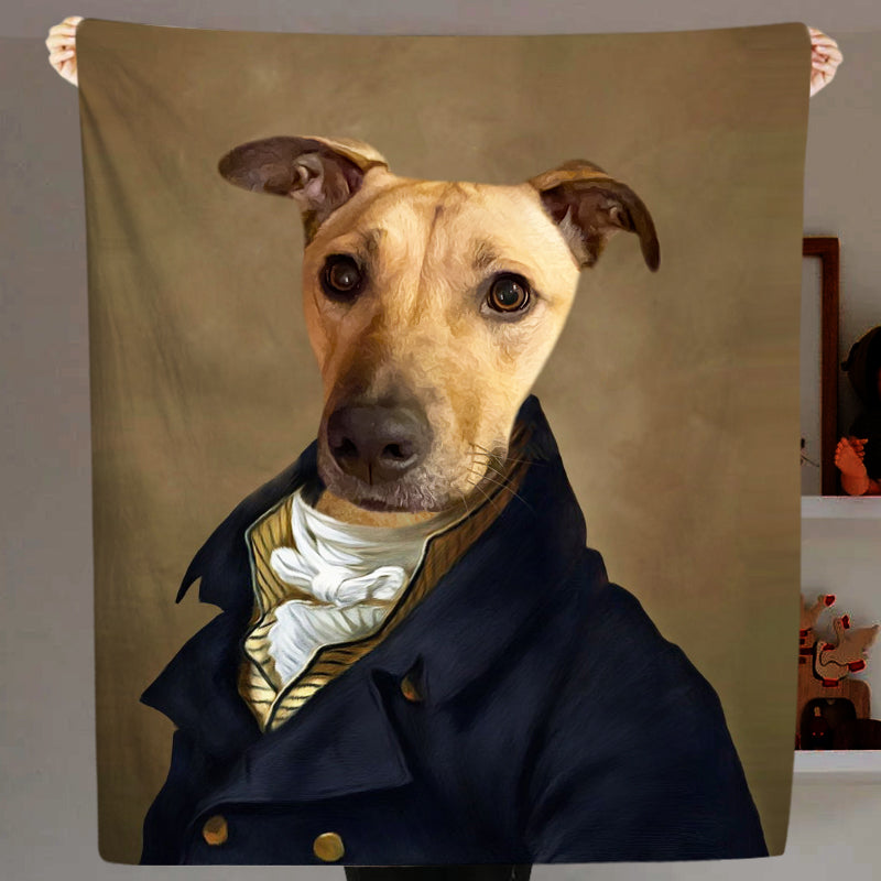 The Count - Custom Pet Portrait Renaissance Blanket with Dog Face