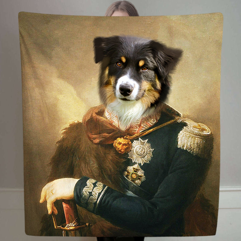 The Count - Custom Pet Portrait Renaissance Blanket with Dog Face