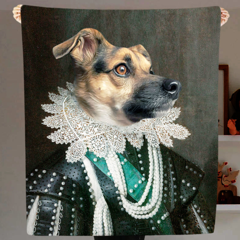 The Lady - Custom Renaissance Pet Portraits Blanket with Pets Face