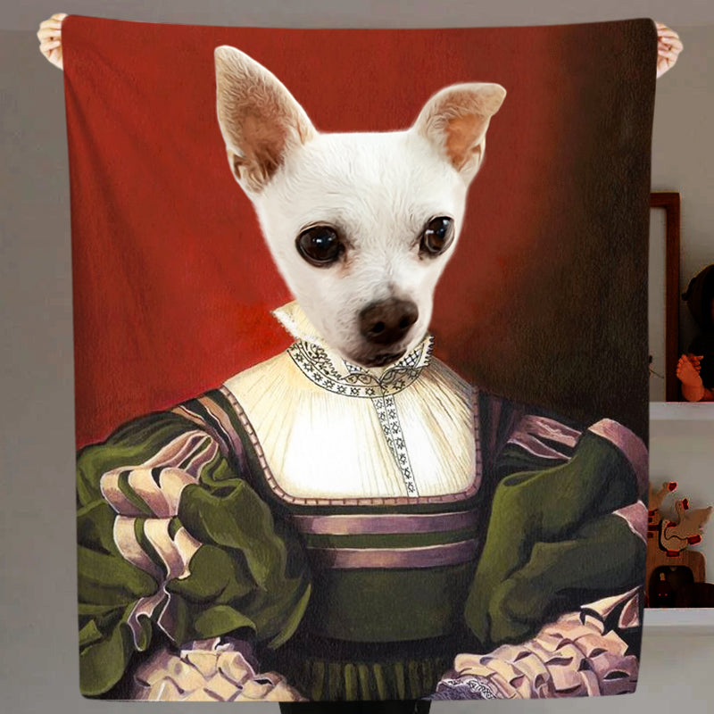 The Lady - Custom Renaissance Pet Portraits Blanket with Pets Face