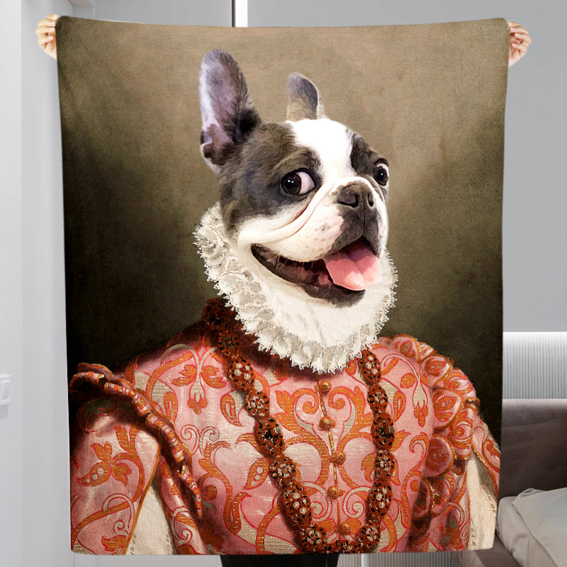 The Red Rose - Personalized Pet Renaissance Dog Blanket with Picture