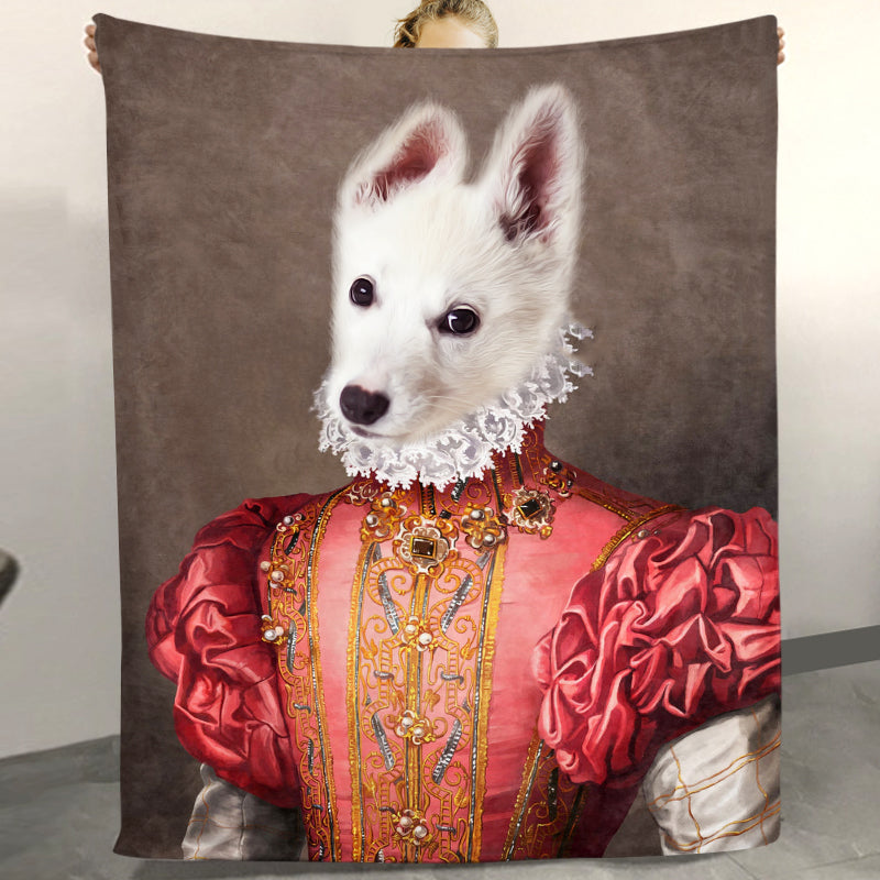 The Red Rose - Personalized Pet Renaissance Dog Blanket with Picture
