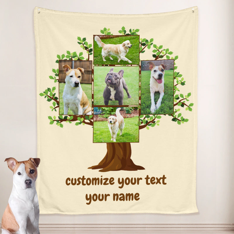 Custom Pet Photo Blanket with Picture Family Tree of Life Blanket Personalized