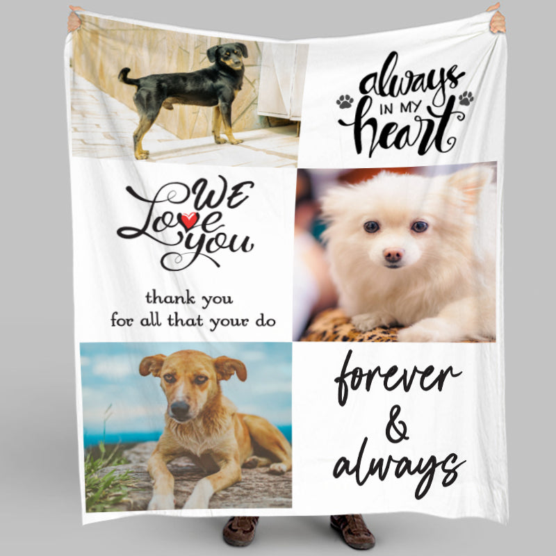 Mom We Love You Custom Family Blankets with Pet Photo