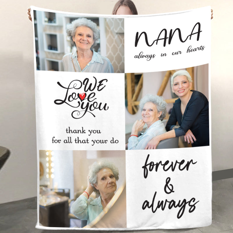 Mom We Love You Custom Family Blankets with Pet Photo