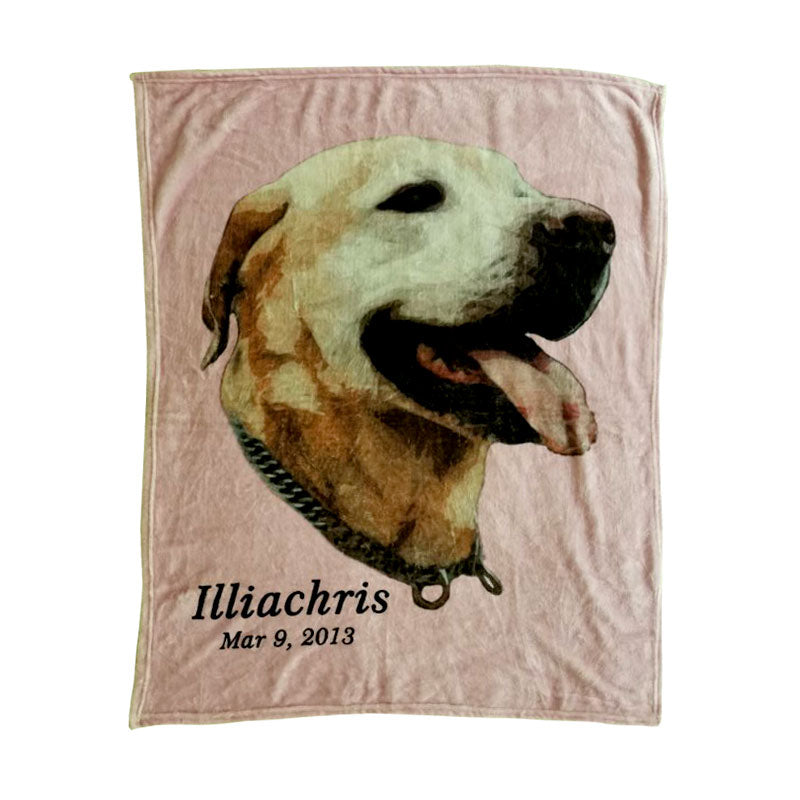 Custom Dog Portrait Blanket Personalized Pet Memorial Photo Blanket Gift for Pet Owner