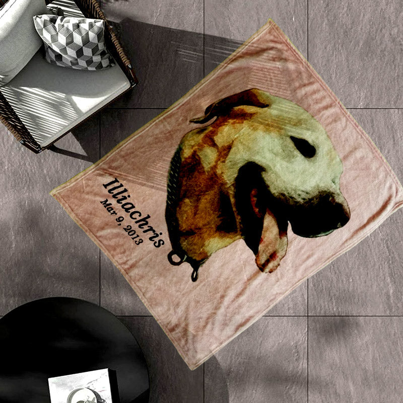 Custom Dog Portrait Blanket Personalized Pet Memorial Photo Blanket Gift for Pet Owner