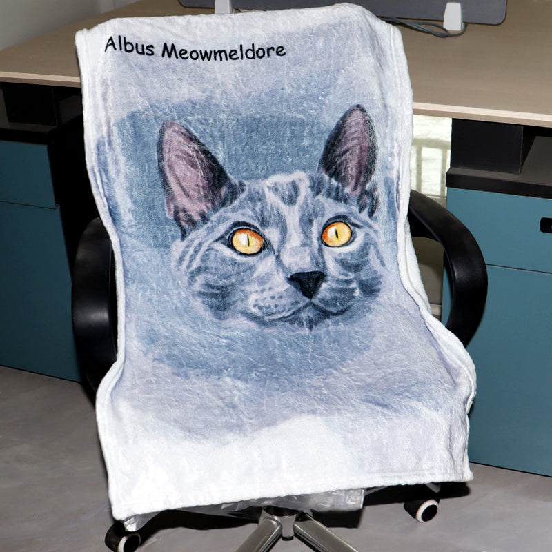 Personalized Pet Blanket with Dog Photo from Hand Drawn Pastel Pet Art Portrait