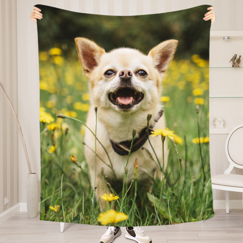 Custom Pet Print Fleece Blanket from Your Pet Photo