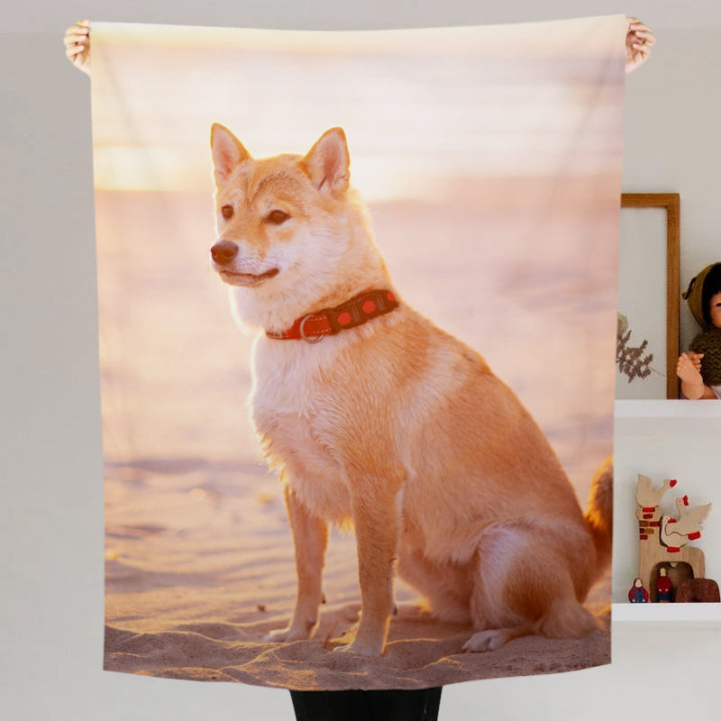 Custom Pet Print Fleece Blanket from Your Pet Photo