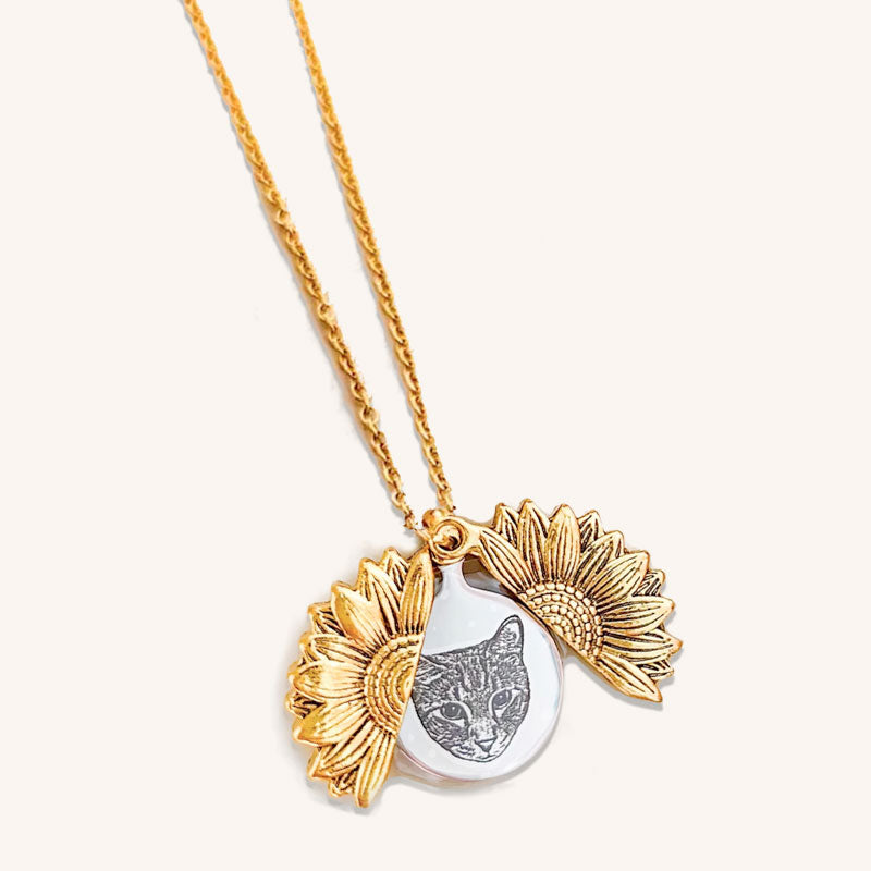 Sunflower Personalized Engraved Pet Memorial Necklace