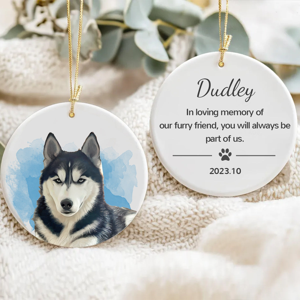 FurryDise-Personalized Watercolor Photo Pet Ornament