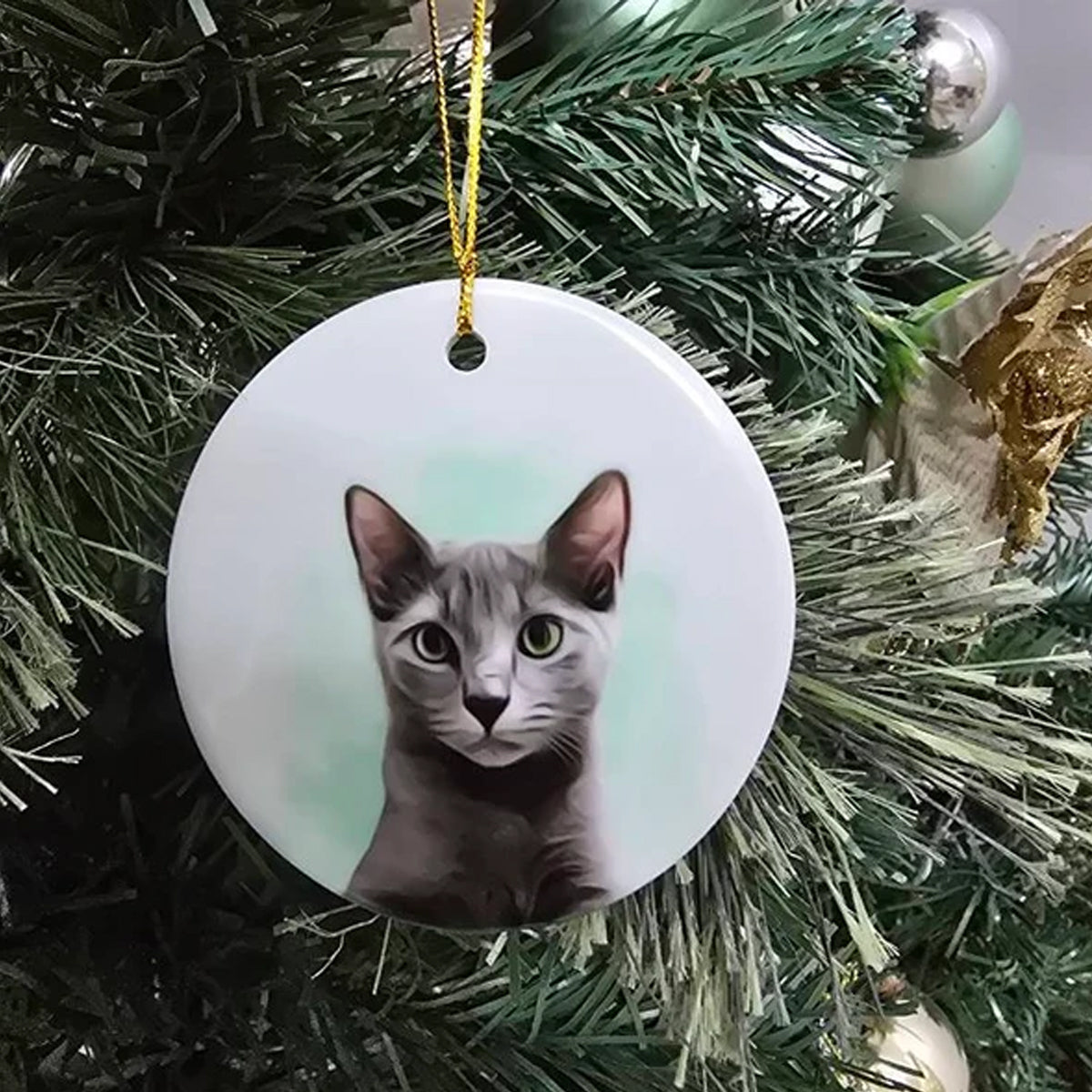 FurryDise-Personalized Watercolor Photo Pet Ornament