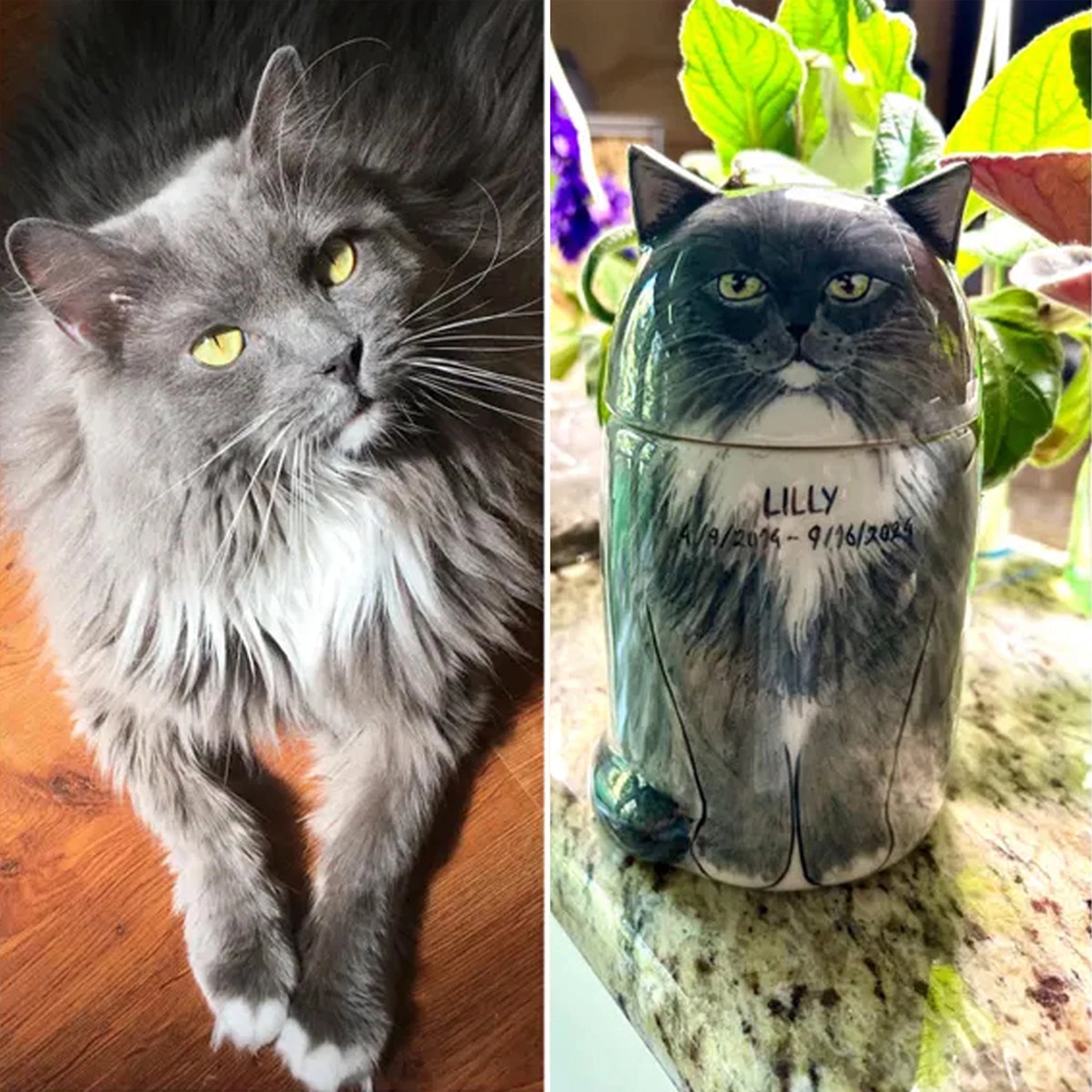 Custom Ceramic Cat Urn Personalized Memorial