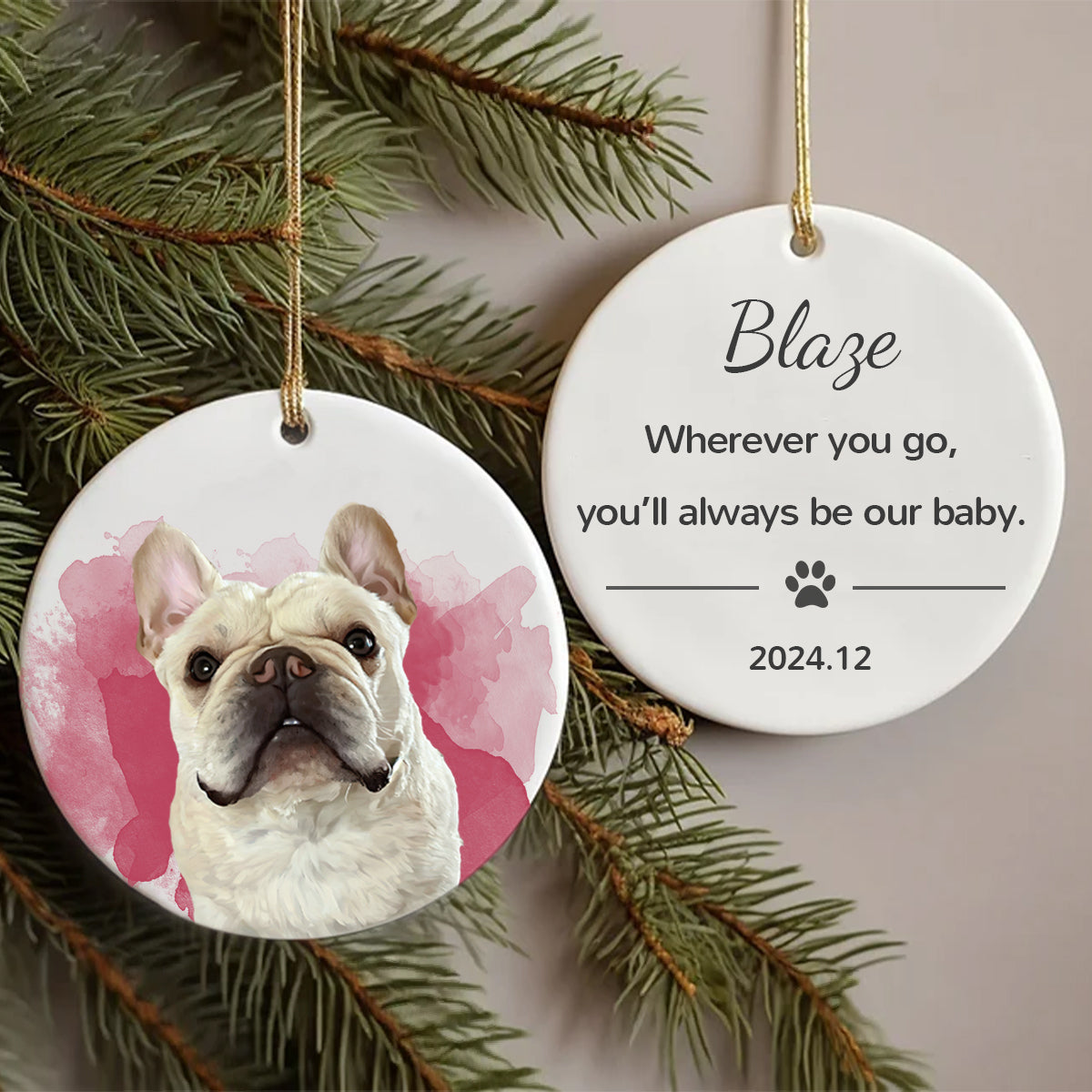 FurryDise-Personalized Watercolor Photo Pet Ornament