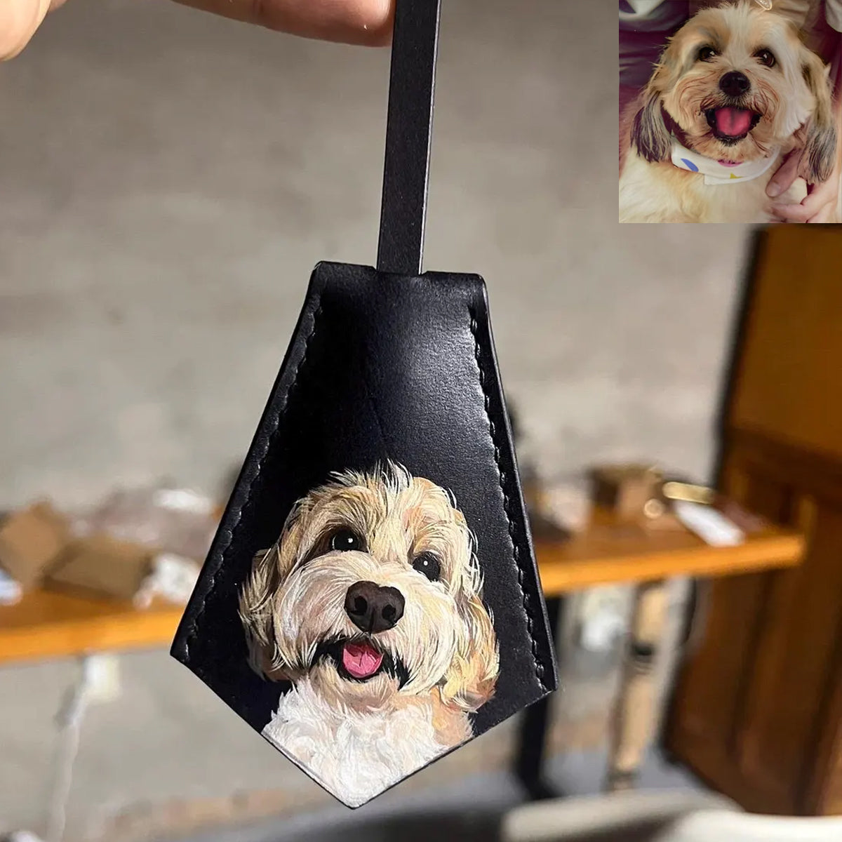 Hand-Painted Pet Leather Bag Tag