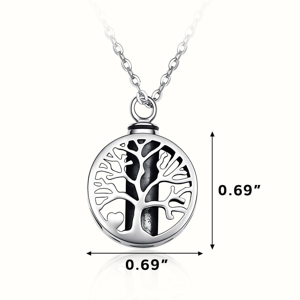 Sterling Silver Round Tree of Life Urn Necklace - Furrydise