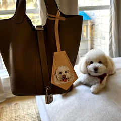 Hand-Painted Pet Leather Bag Tag