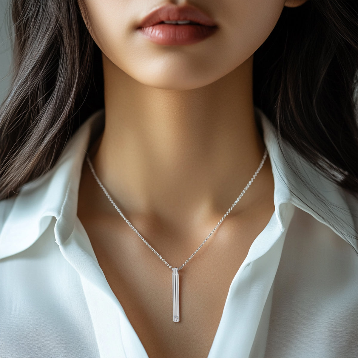 FurryDise-Sterling Silver Cylinder Urn Necklace