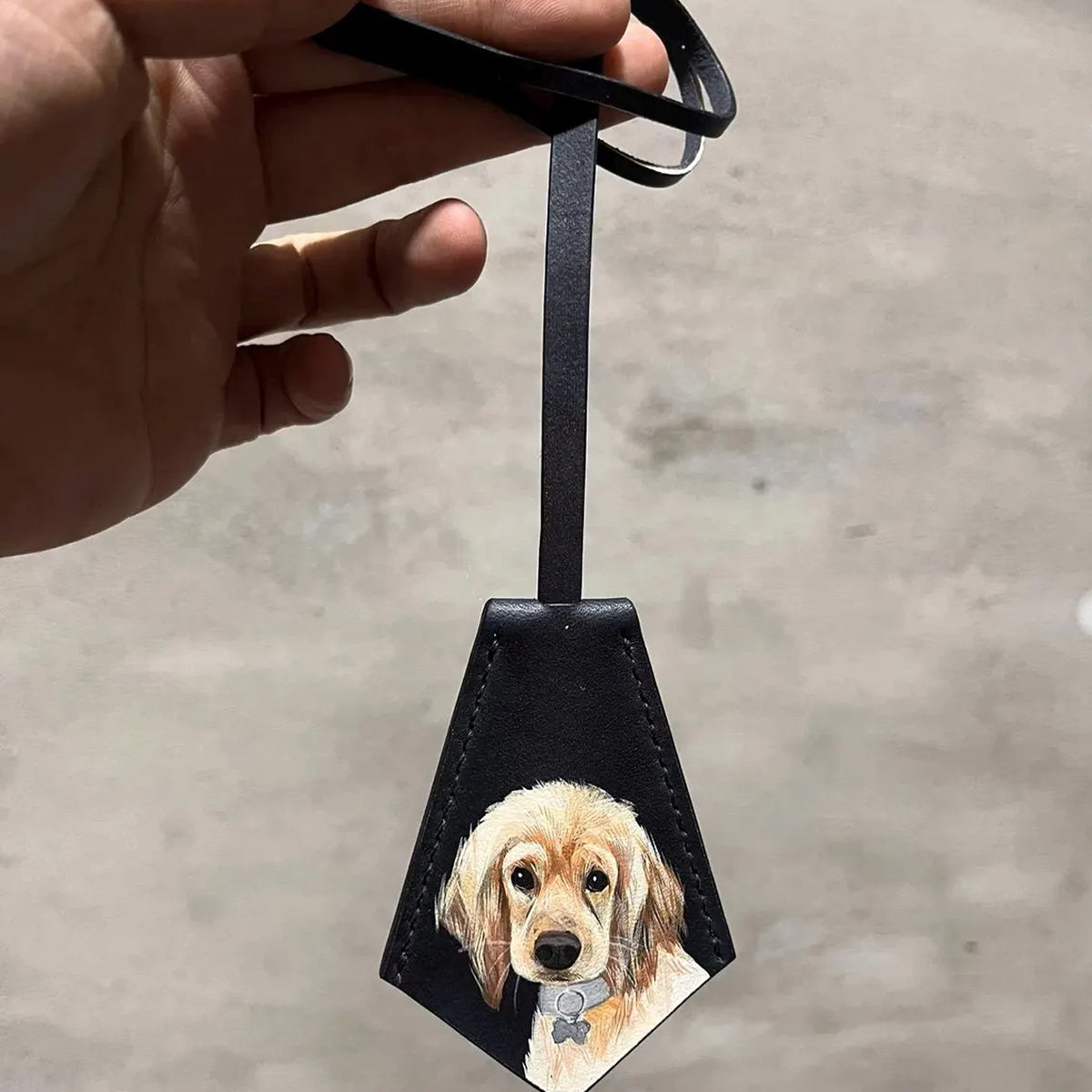 Hand-Painted Pet Leather Bag Tag