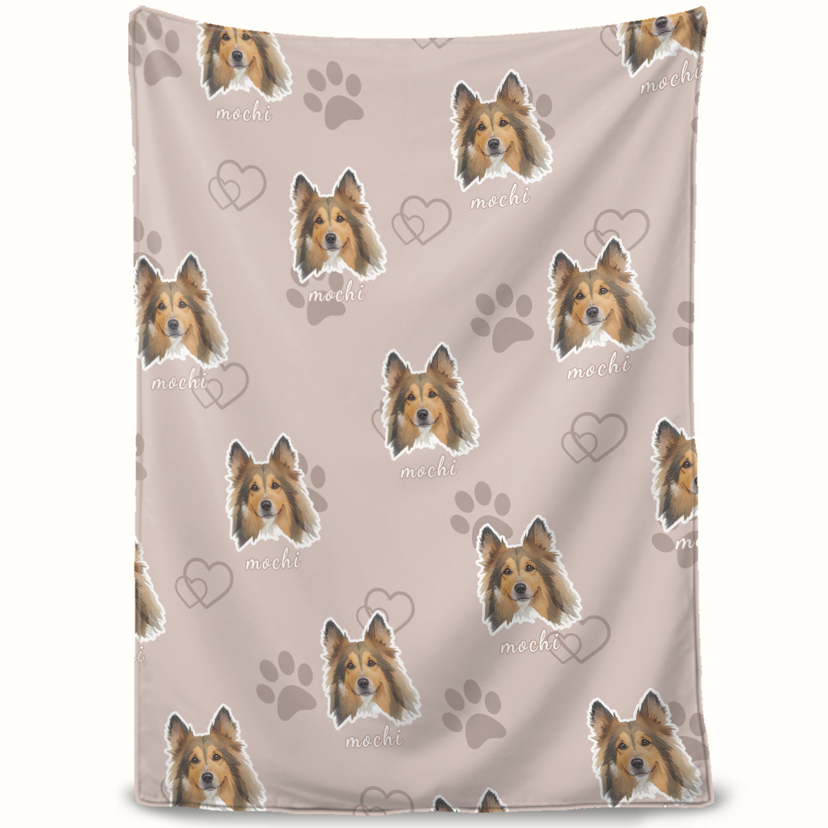 FurryDise-Custom Pet Portrait Blanket-Paw Print