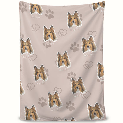 FurryDise-Custom Pet Portrait Blanket-Paw Print