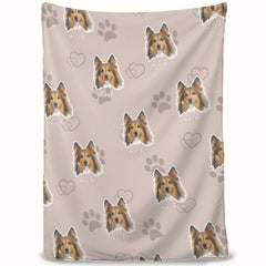 Custom Pet Portrait Blanket-Paw Print