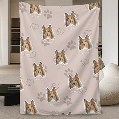 FurryDise-Custom Pet Portrait Blanket-Paw Print
