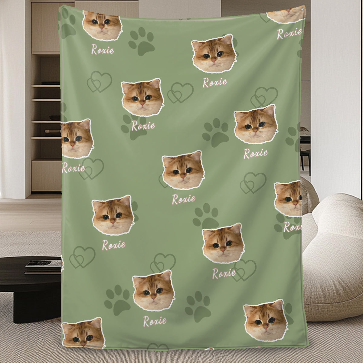 Custom Pet Portrait Blanket-Paw Print