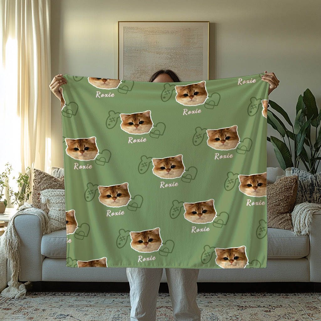 FurryDise-Custom Pet Portrait Blanket-Paw Print