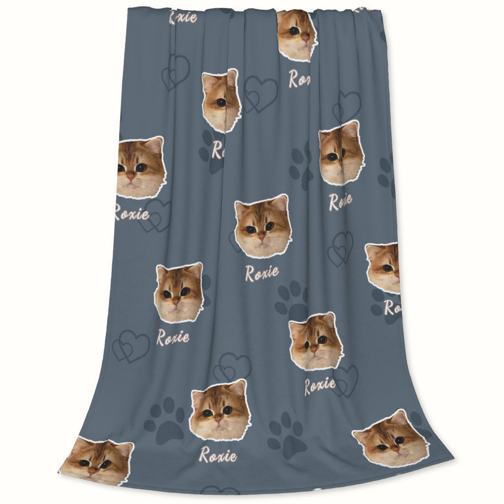 FurryDise-Custom Pet Portrait Blanket-Paw Print