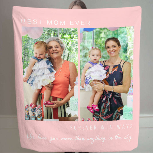 Best Mom Ever Custom Pet Photo Blanket