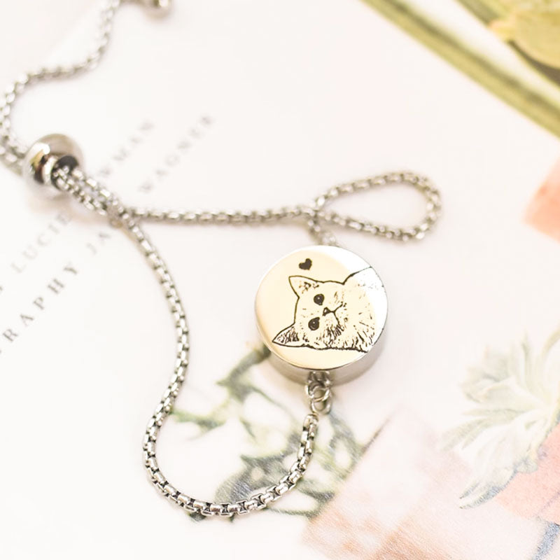 Personalized Engraved Locket Bracelet with Pet Face & Name