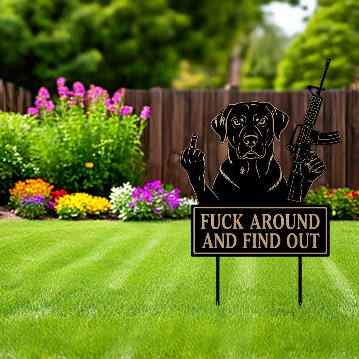 FUCK Around & Find Out" Dog Sentry Stake Sign- –Labrador Retriever Edition