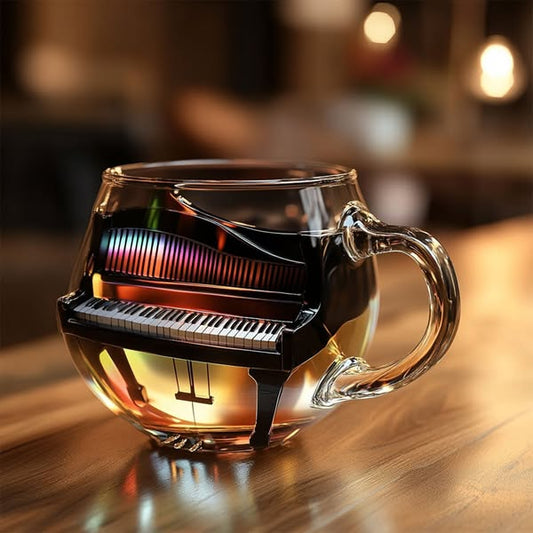 🎵Sip in Style with the Piano Glass Mug — Crafted for Music Lovers