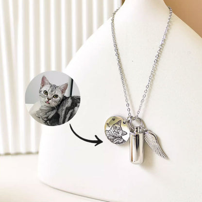 Guardian Angel Personalized Engraved Pet Urn Necklace
